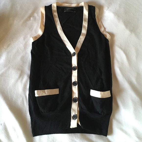 Club Monaco Sweaters - Club Monaco black and white merino sweater vest